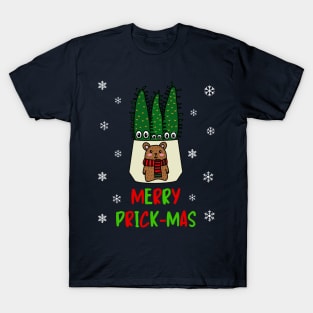 Merry Prick Mas - Eves Pin Cacti In Christmas Bear Pot T-Shirt